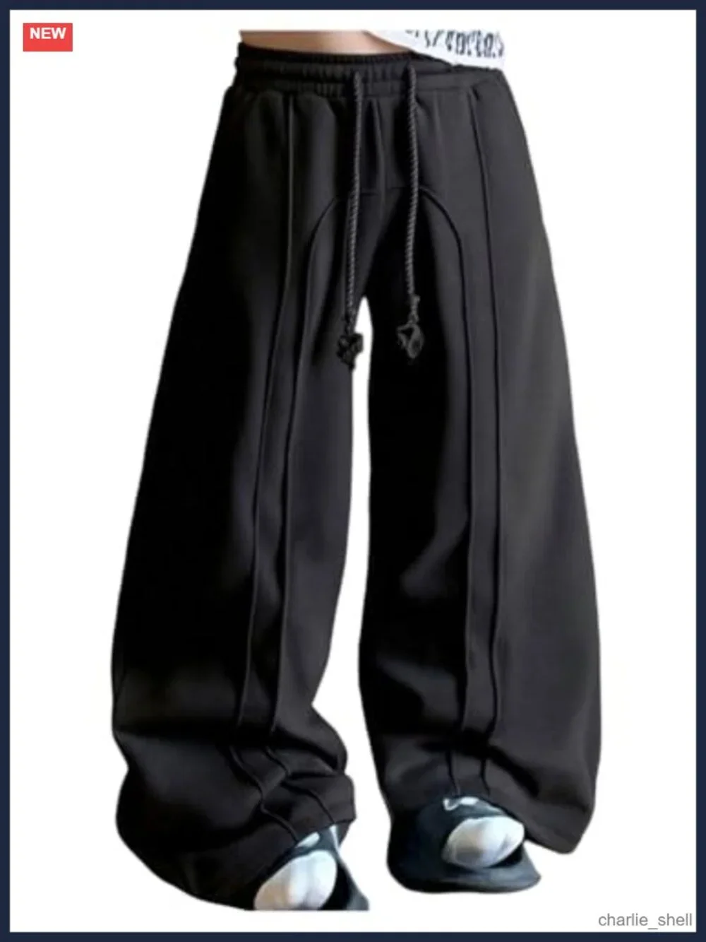 Men's Baggy Wide Leg Sweatpants Drawstring Elastic Waist